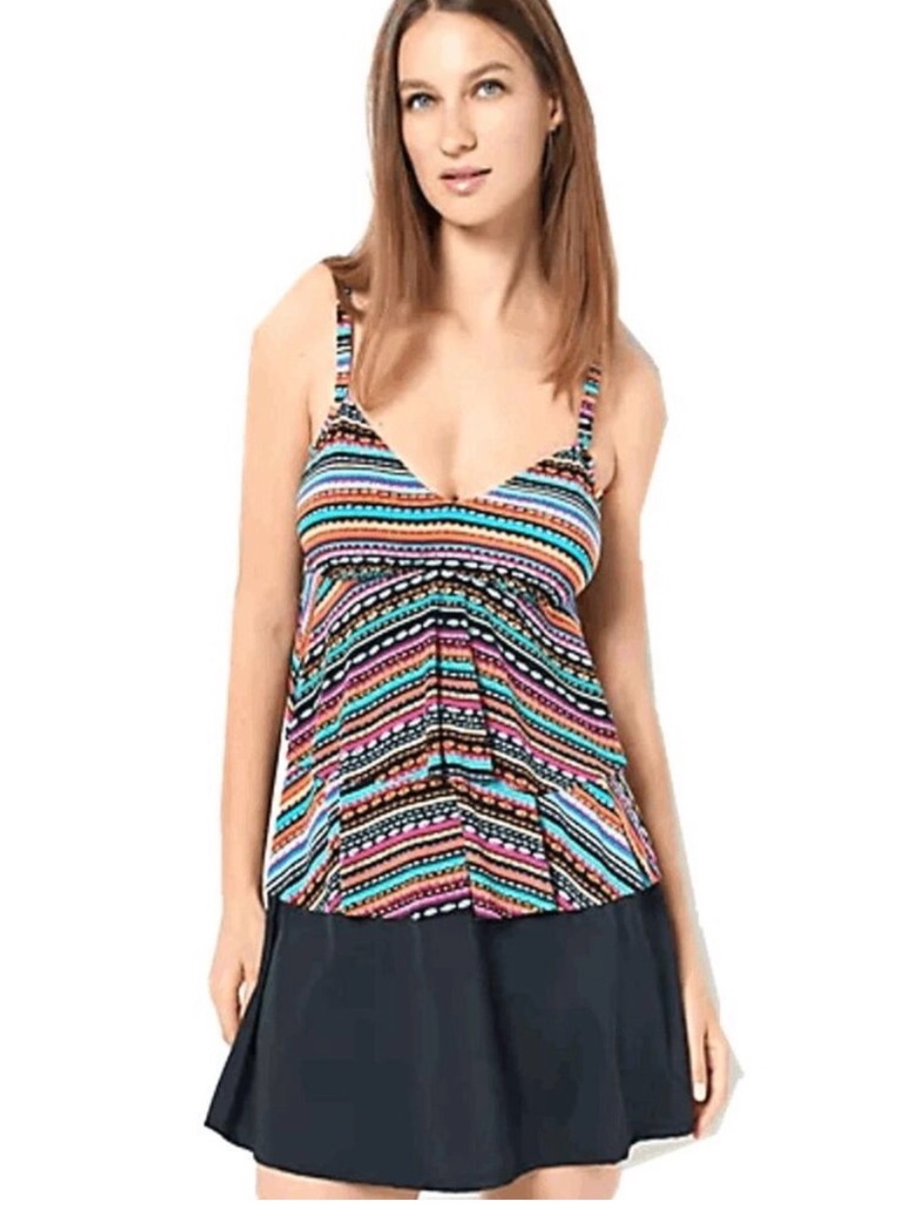 DreamShaper by Miraclesuit Women’s Rylee V-Neck Tankini and Swimskirt (12)